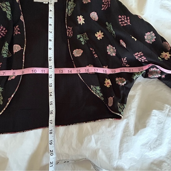 PLATINUM DOROTHY SCHOLENE Vintage Black Floral Relaxed Boho Open Crop Jacket M - Picture 10 of 10